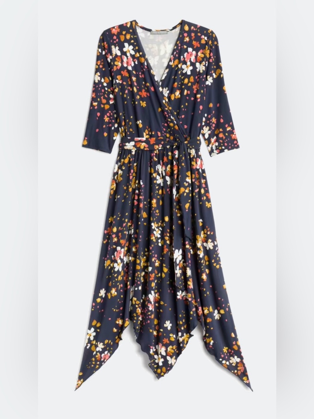 Floral Wrap Dress with Asymmetrical Hemline